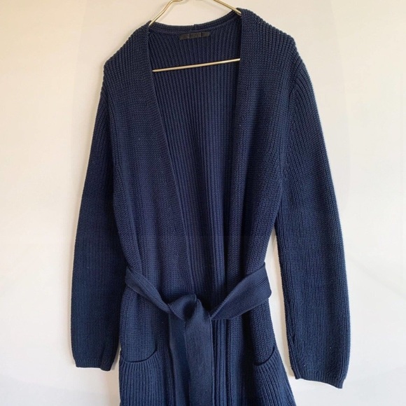 Jenni Kayne Cotton Fisherman Wrap Cardigan Navy - Picture 3 of 7